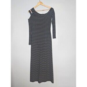 TORN RONNY KOBO Maxi Dress Medium Striped Cutout Shoulder Body Con Long Sleeves